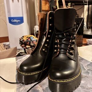 Black Dr. Martens Leona Leather Women's Boots